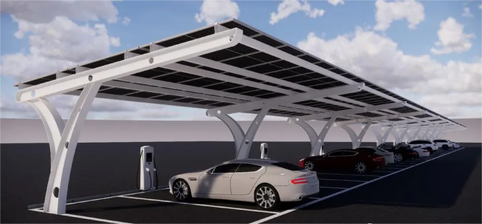 Parking de panneaux solaires pour véhicules électriques avec pile de charge 2 en 1 solution de charge 0