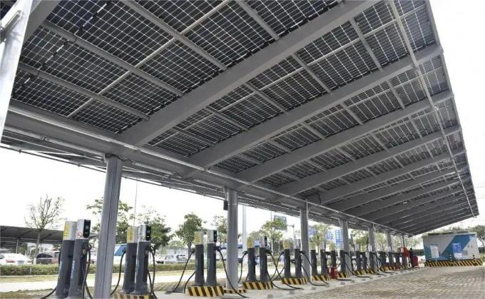 Parking de panneaux solaires pour véhicules électriques avec pile de charge 2 en 1 solution de charge 1